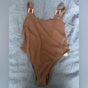 NWT Brown ribbed high-cut aerie swimsuit